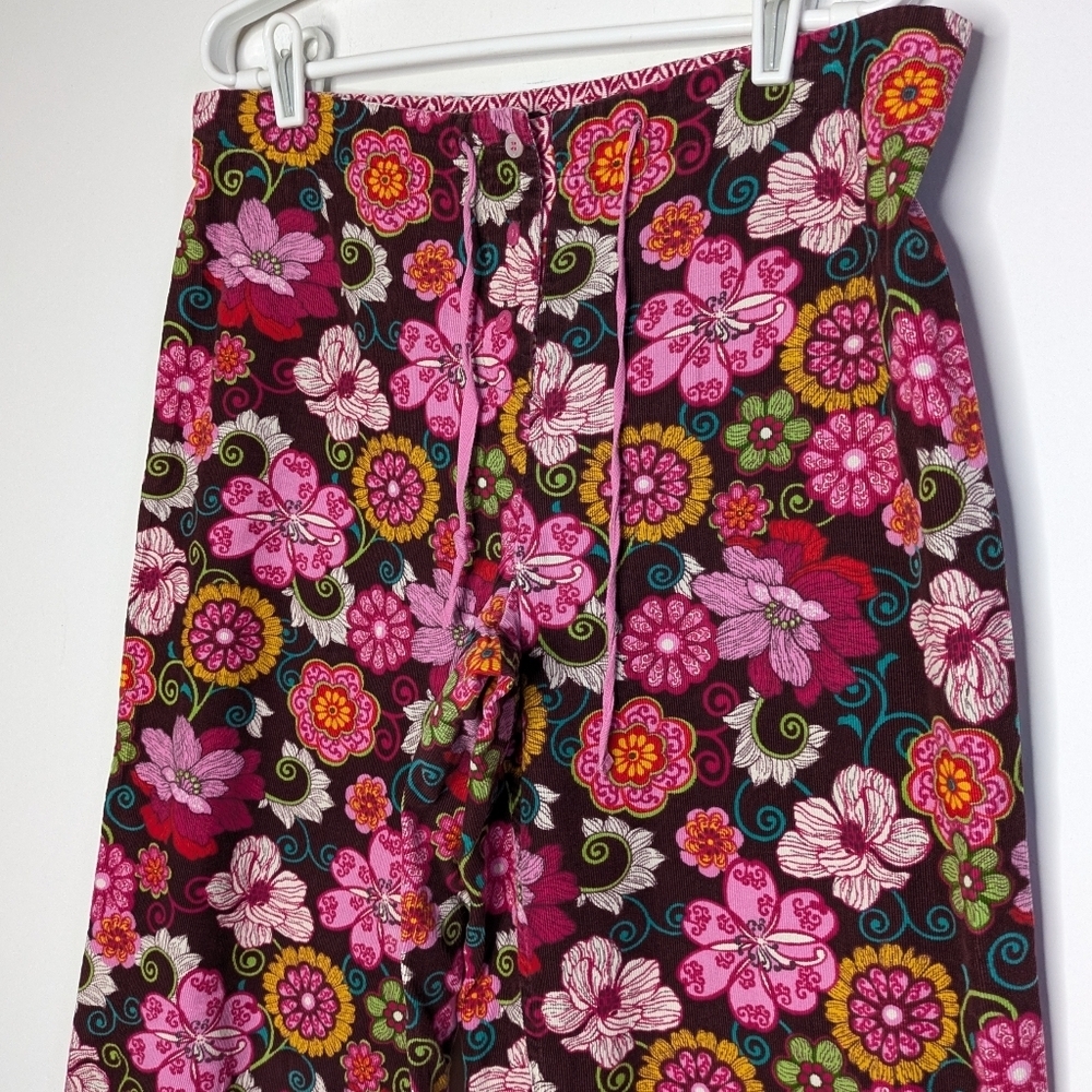 Vera Bradley Pink Purple Floral Corduroy Lounge Pajama Pant M - Picture 3 of 9
